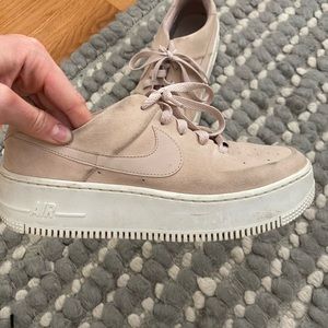 Pink suede nike air force ones